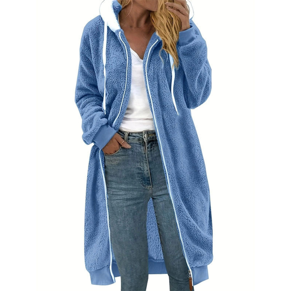 Forever 21 Fall Winter Heavy Long Furry Hooded Coat